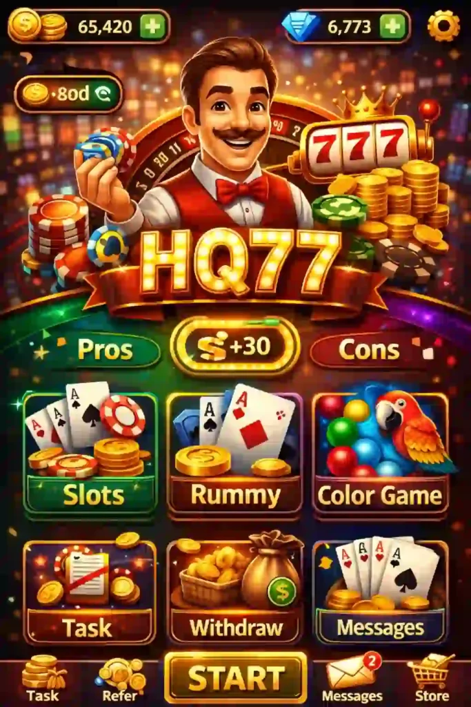 HQ77 Game casino style interface screen