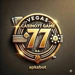 Casino77 Game logo with golden 77 emblem, highlighting the Apksbot platform.